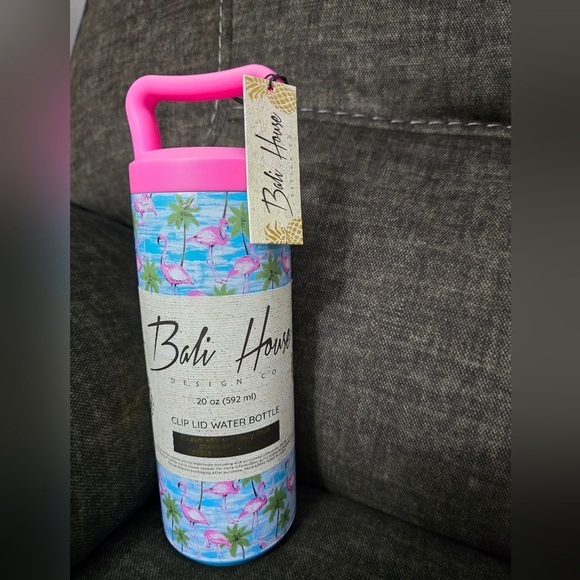 Bali House Other - Flamingo Clip Lid Water Bottle - Pink and Blue